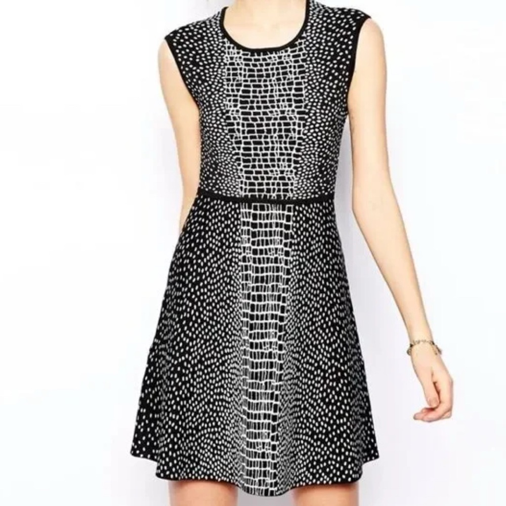 BCBG Black and White Textured Mini Dress